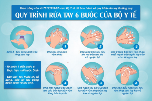 quy trình rửa tay 6 bước