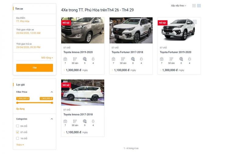Thuê xe đưa đón sân bay Tuy Hòa thao tác trực tiếp trên website