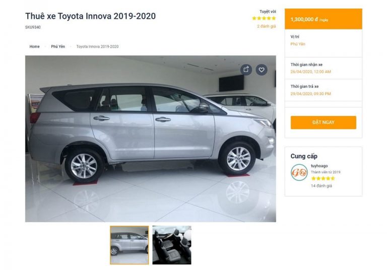 Thuê xe đưa đón sân bay Tuy Hòa thao tác trực tiếp trên website